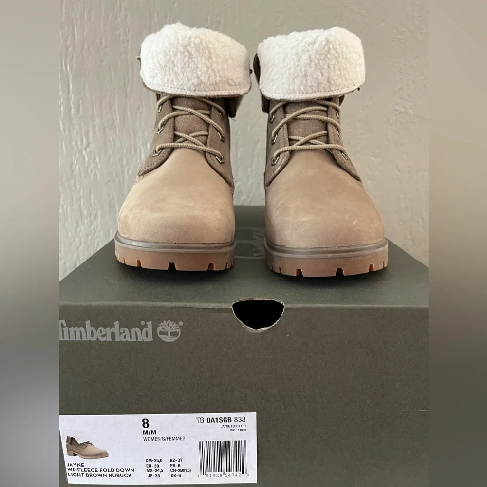 Timberland Jayne Waterproof Fleece Fold Down Boots, Sz 8